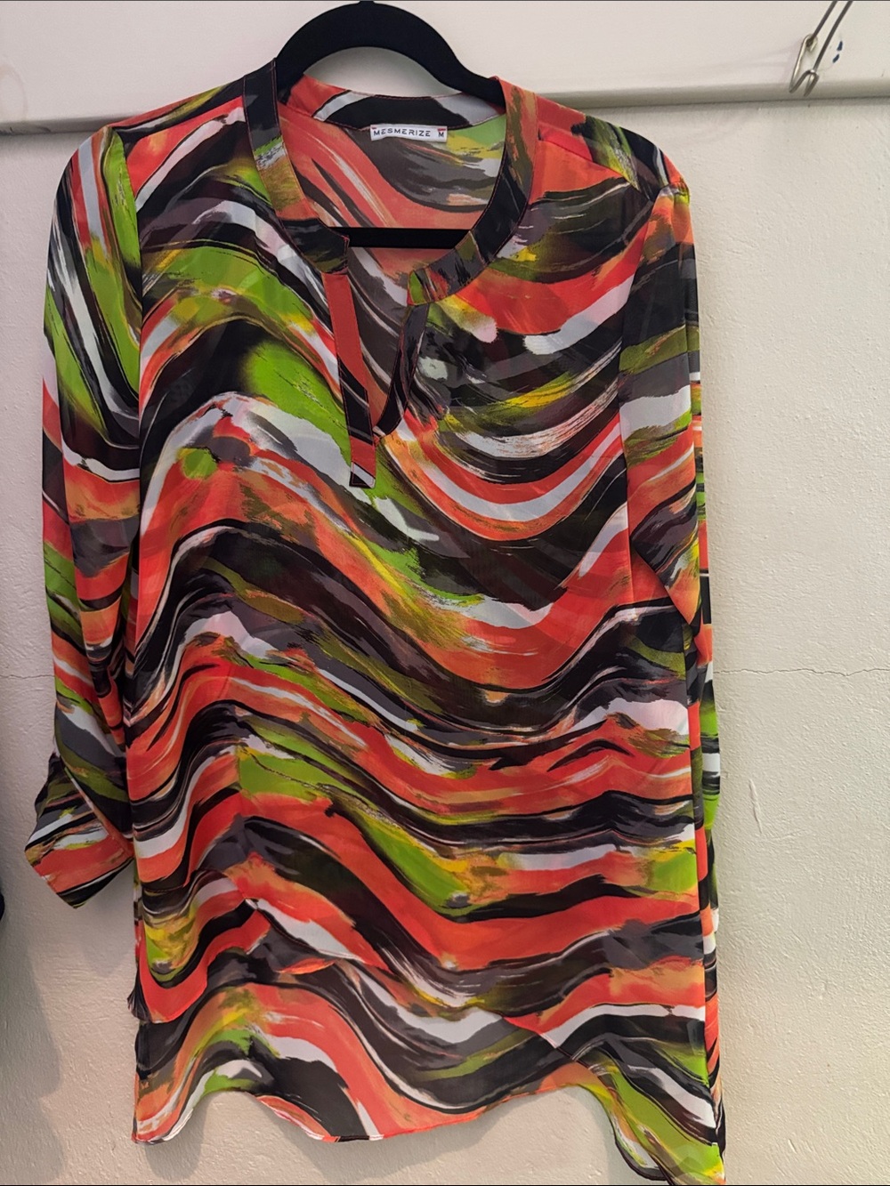 Memories Brushstroke Tunic Top - Orange Multi